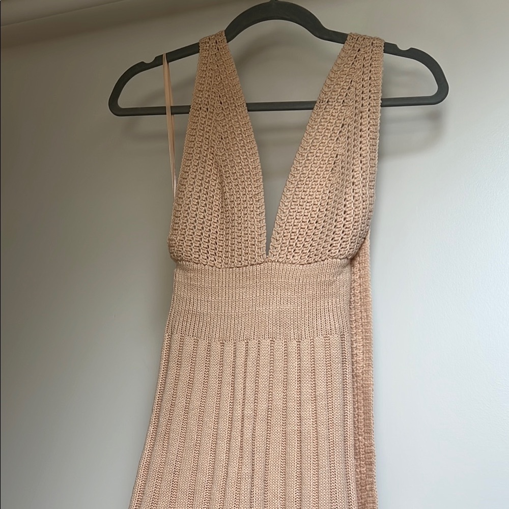 Elegant Tan Knit Dress